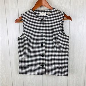 Ann Taylor | Silk Vest Button Front Buffalo Plaid